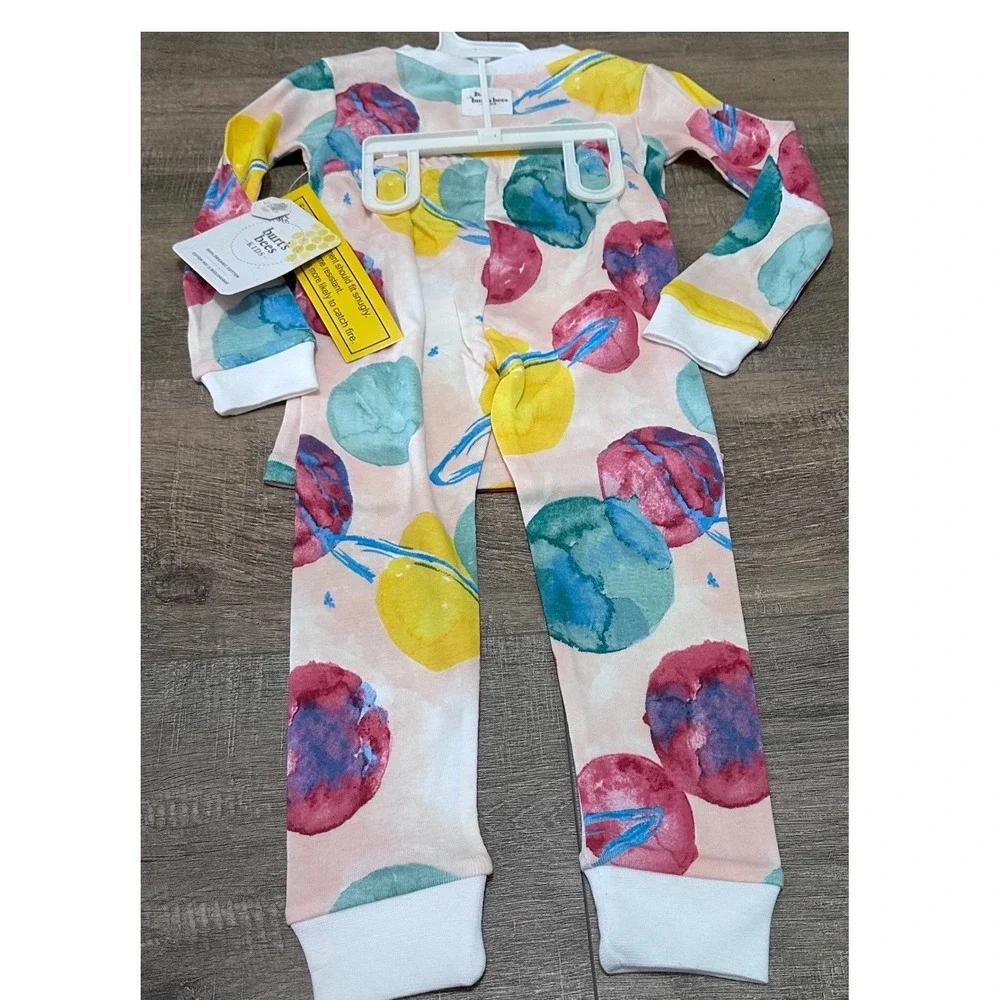 Burt's Bees Kids Organic Cotton Pajamas 2T Snug Fit Space Planet Watercolor Set